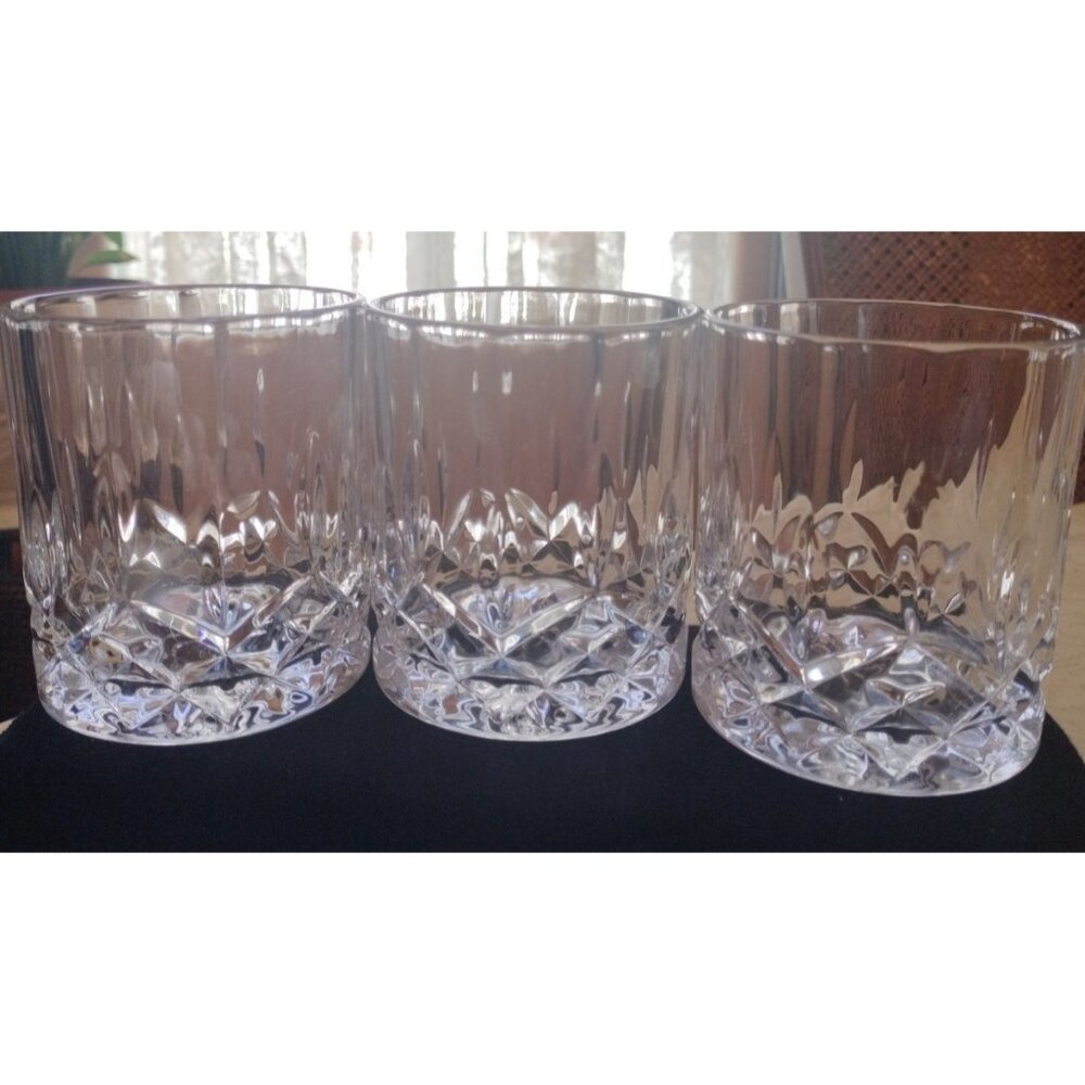 Set Of 3 Royal Crystal Rock Double Old Fashioned whisky Glasses 3"75